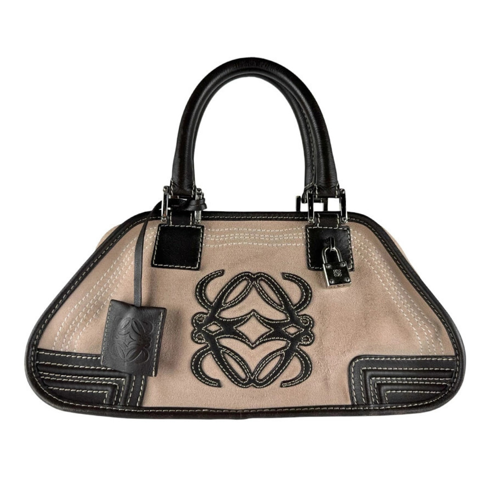 Loewe Anagram handbag suede leather pink brown